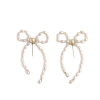 1 Pair Elegant Bow Knot Beaded Plating Artificial Pearl Alloy Ear Studs main image 2