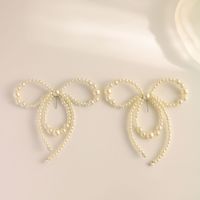 1 Pair Elegant Bow Knot Beaded Plating Artificial Pearl Alloy Ear Studs sku image 10