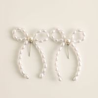 1 Pair Elegant Bow Knot Beaded Plating Artificial Pearl Alloy Ear Studs sku image 4