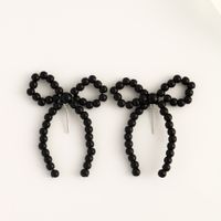 1 Pair Elegant Bow Knot Beaded Plating Artificial Pearl Alloy Ear Studs sku image 1