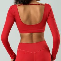 Simple Style Solid Color Nylon U Neck Tracksuit Crop Top main image 4