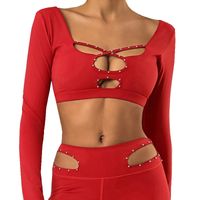 Simple Style Solid Color Nylon U Neck Tracksuit Crop Top main image 3