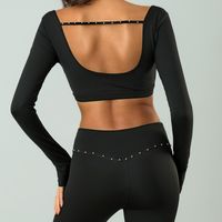 Simple Style Solid Color Nylon U Neck Tracksuit Crop Top main image 2