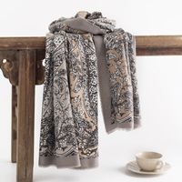 Women's Vintage Style Color Block Polyester Printing Scarf main image 6