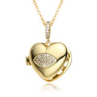 Copper IG Style Simple Style Round Letter Heart Shape Plating Inlay Zircon Pendant Necklace main image 2