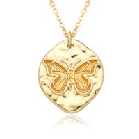 Copper IG Style Simple Style Butterfly Enamel Plating Inlay Zircon Pendant Necklace sku image 1