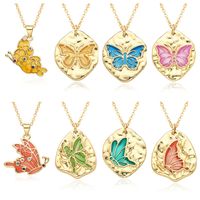 Copper IG Style Simple Style Butterfly Enamel Plating Inlay Zircon Pendant Necklace main image 1