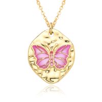 Copper IG Style Simple Style Butterfly Enamel Plating Inlay Zircon Pendant Necklace sku image 5