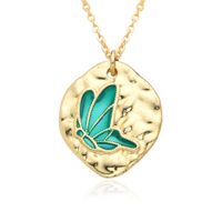 Copper IG Style Simple Style Butterfly Enamel Plating Inlay Zircon Pendant Necklace main image 5