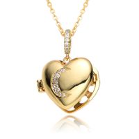 Copper IG Style Simple Style Round Letter Heart Shape Plating Inlay Zircon Pendant Necklace main image 4