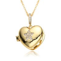 Copper IG Style Simple Style Round Letter Heart Shape Plating Inlay Zircon Pendant Necklace sku image 4