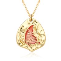 Copper IG Style Simple Style Butterfly Enamel Plating Inlay Zircon Pendant Necklace main image 2