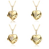 Copper IG Style Simple Style Round Letter Heart Shape Plating Inlay Zircon Pendant Necklace main image 1