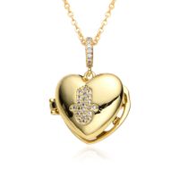 Copper IG Style Simple Style Round Letter Heart Shape Plating Inlay Zircon Pendant Necklace main image 3
