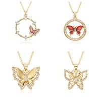 Copper Sweet Butterfly Plating Inlay Zircon Pendant Necklace main image 1