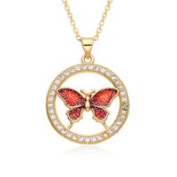Copper Sweet Butterfly Plating Inlay Zircon Pendant Necklace main image 4