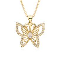 Copper Sweet Butterfly Plating Inlay Zircon Pendant Necklace main image 3