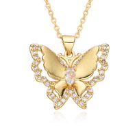 Copper Sweet Butterfly Plating Inlay Zircon Pendant Necklace main image 2