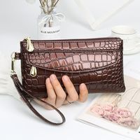 Black Pu Leather Solid Color Square Clutches sku image 2