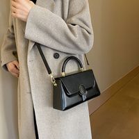 Women's Medium Pu Leather Solid Color Basic Square Flip Cover Handbag Crossbody Bag main image 2