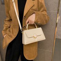 Women's Medium Pu Leather Solid Color Basic Square Flip Cover Handbag Crossbody Bag main image 4