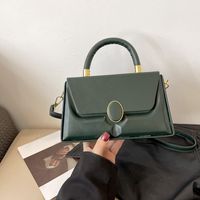 Women's Medium Pu Leather Solid Color Basic Square Flip Cover Handbag Crossbody Bag sku image 6