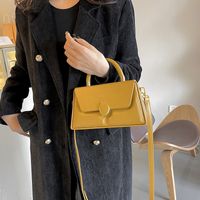 Women's Medium Pu Leather Solid Color Basic Square Flip Cover Handbag Crossbody Bag main image 5