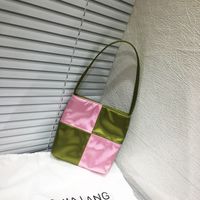 Women's Mini Canvas Color Block Vintage Style Classic Style Square Magnetic Buckle Shoulder Bag sku image 2