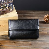 Men's Solid Color Pu Leather Magnetic Buckle Clutch Bag main image 1
