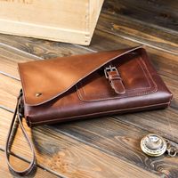 Men's Solid Color Pu Leather Magnetic Buckle Long Wallets main image 2