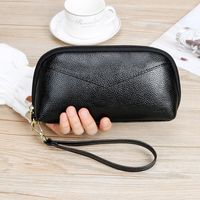 Black Royal Blue Pu Leather Solid Color Square Clutches sku image 1