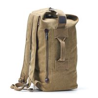Unisex Solid Color Canvas Zipper Functional Backpack Hiking Backpack sku image 7