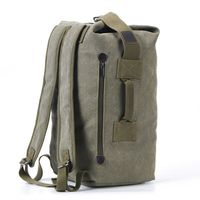 Unisex Solid Color Canvas Zipper Functional Backpack Hiking Backpack sku image 9
