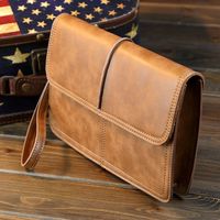 Men's Solid Color Pu Leather Magnetic Buckle Long Wallets main image 3
