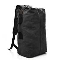 Unisex Solid Color Canvas Zipper Functional Backpack Hiking Backpack sku image 2