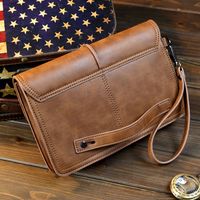 Men's Solid Color Pu Leather Magnetic Buckle Long Wallets main image 4