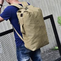 Unisex Solid Color Canvas Zipper Functional Backpack Hiking Backpack main image 1