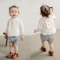 Simple Style Solid Color Linen Baby Clothing Sets main image 1