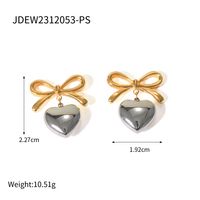 1 Paar Einfacher Stil Herzform Bogenknoten Überzug Edelstahl 304 18 Karat Vergoldet Tropfenohrringe sku image 1