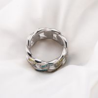 304 Stainless Steel Exaggerated Rock Cool Style Polishing Inlay Geometric Rhinestones Wide Band Rings main image 5