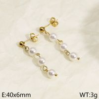 Elegant Simple Style Round 18K Gold Plated Freshwater Pearl Titanium Steel Wholesale Bracelets Earrings Necklace sku image 2