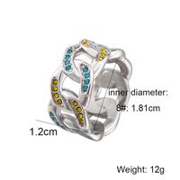 304 Stainless Steel Exaggerated Rock Cool Style Polishing Inlay Geometric Rhinestones Wide Band Rings sku image 2
