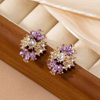 2 Pieces Elegant Geometric Floral Plating Inlay Alloy Acrylic Ear Studs main image 3
