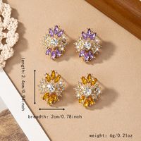 2 Pieces Elegant Geometric Floral Plating Inlay Alloy Acrylic Ear Studs main image 2