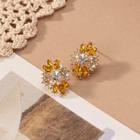 2 Pieces Elegant Geometric Floral Plating Inlay Alloy Acrylic Ear Studs main image 4
