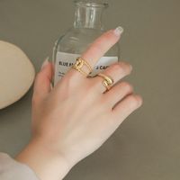 Copper Silver Plated Basic Simple Style Commute Plating Cross Round Dots Open Rings main image 4