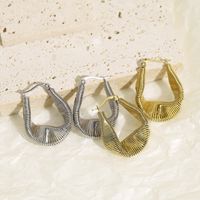 1 Pair Simple Style Geometric Irregular Titanium Steel 18K Gold Plated Hoop Earrings main image 6