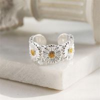Copper Silver Plated Basic Simple Style Commute Plating Daisy Open Rings main image 4