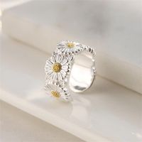 Copper Silver Plated Basic Simple Style Commute Plating Daisy Open Rings main image 3