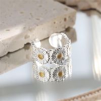 Copper Silver Plated Basic Simple Style Commute Plating Daisy Open Rings main image 6